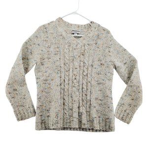 CROFT & BARROW Sweater Women's Long Sleeve Cable Knit Pullover Gray Size Medium